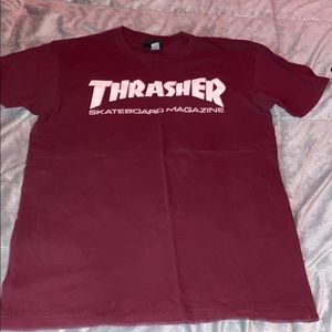 Maroon and white thrasher tee